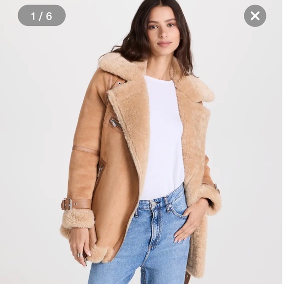 Avec Les Filles Bonded Faux Shearling Biker Jacket - Picture 4 of 4